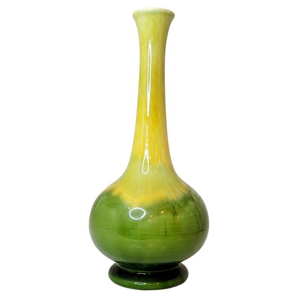 Antique 1900s Haeger Bud Vase 10" Green Yellow Drip Glaze Pre Royal Haeger - Picture 3 of 10